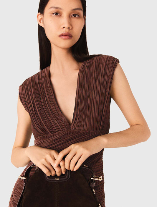 Vestido corto plisado