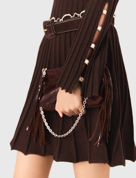 Vestido corto patinador con cuello alto