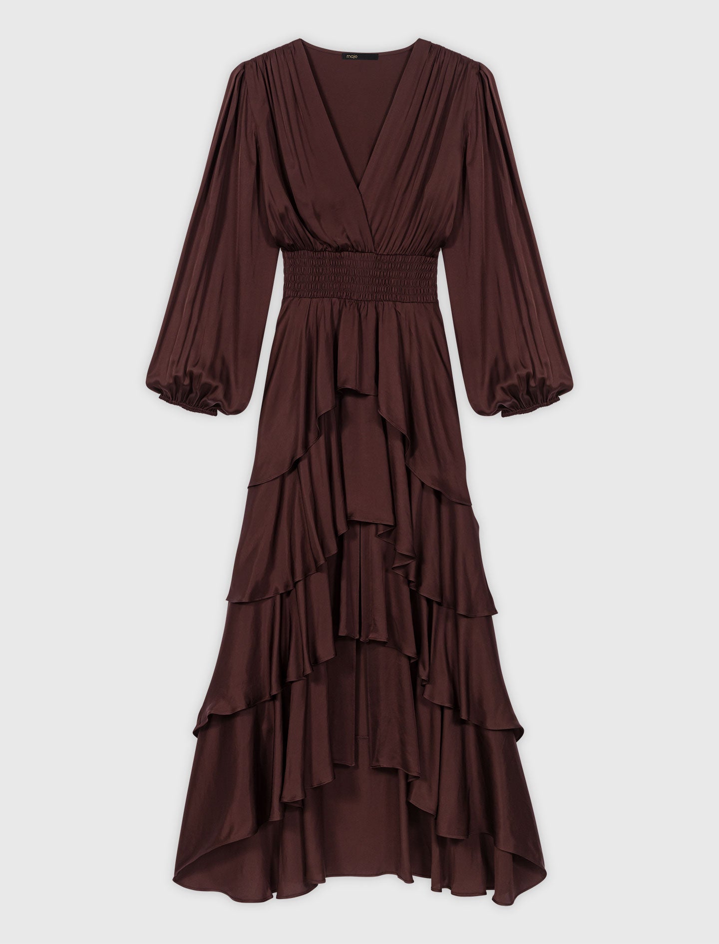 Vestido largo fluido con volantes
