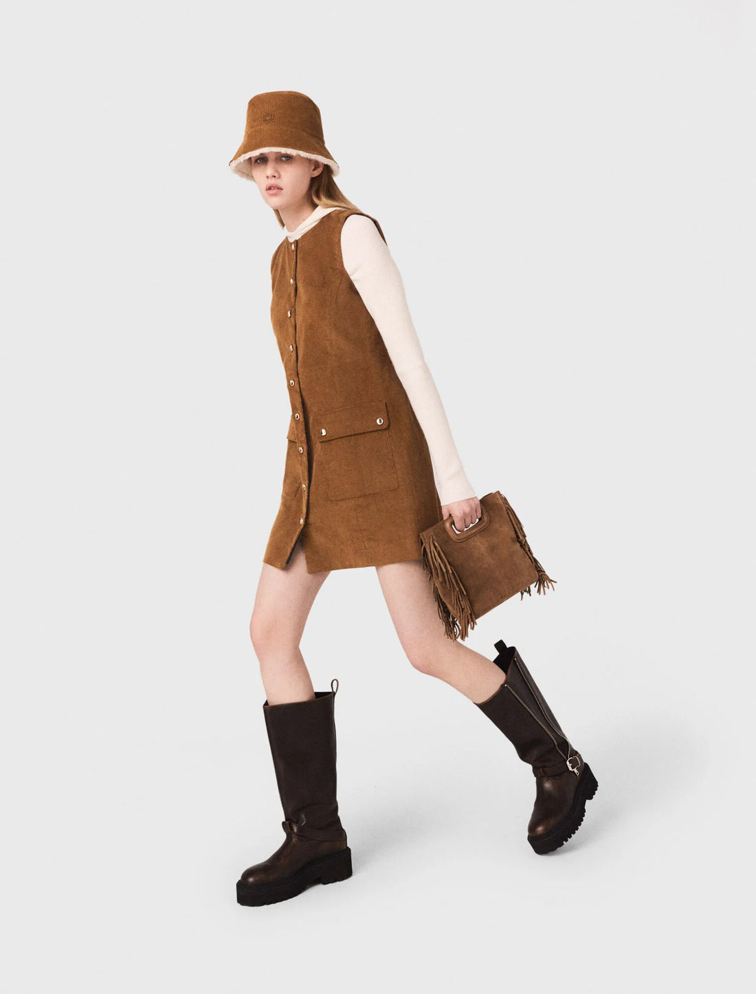 Vestido corto de pana