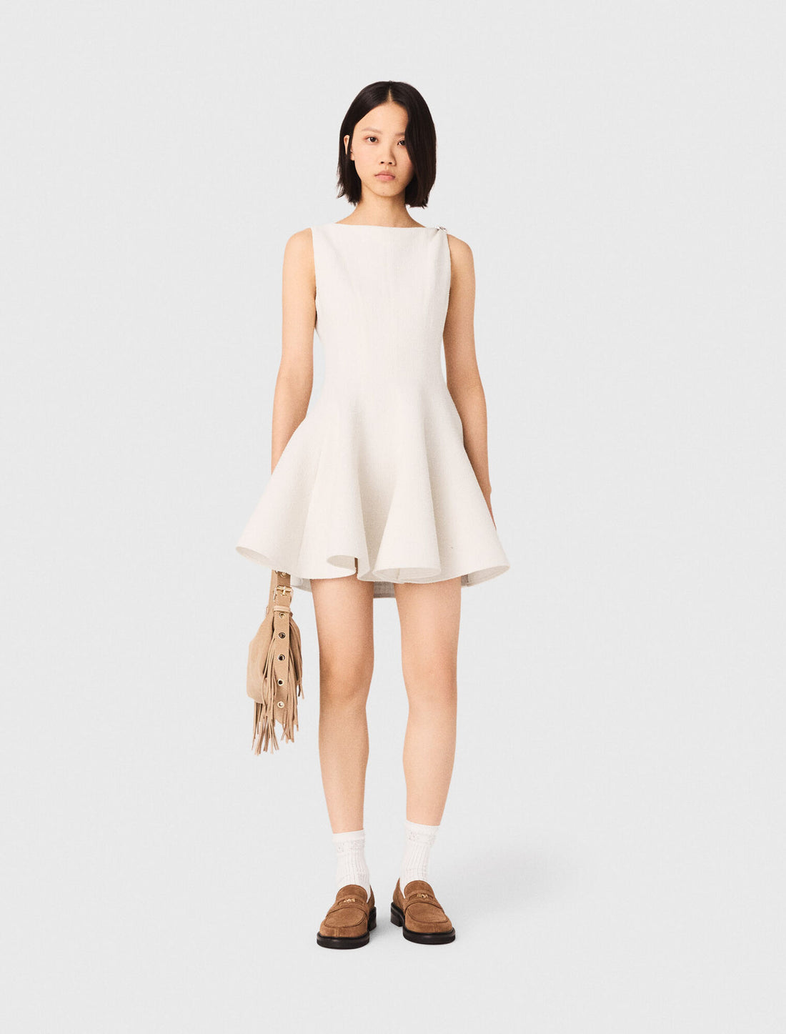 Vestido corto acampanado de tweed