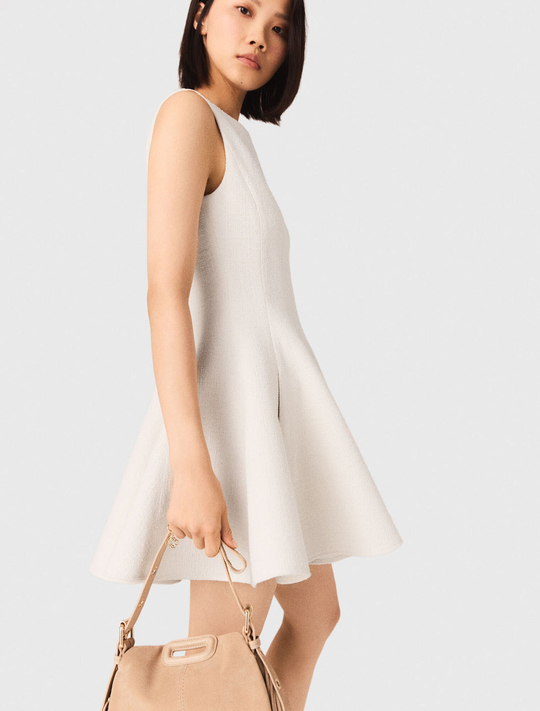 Vestido corto acampanado de tweed