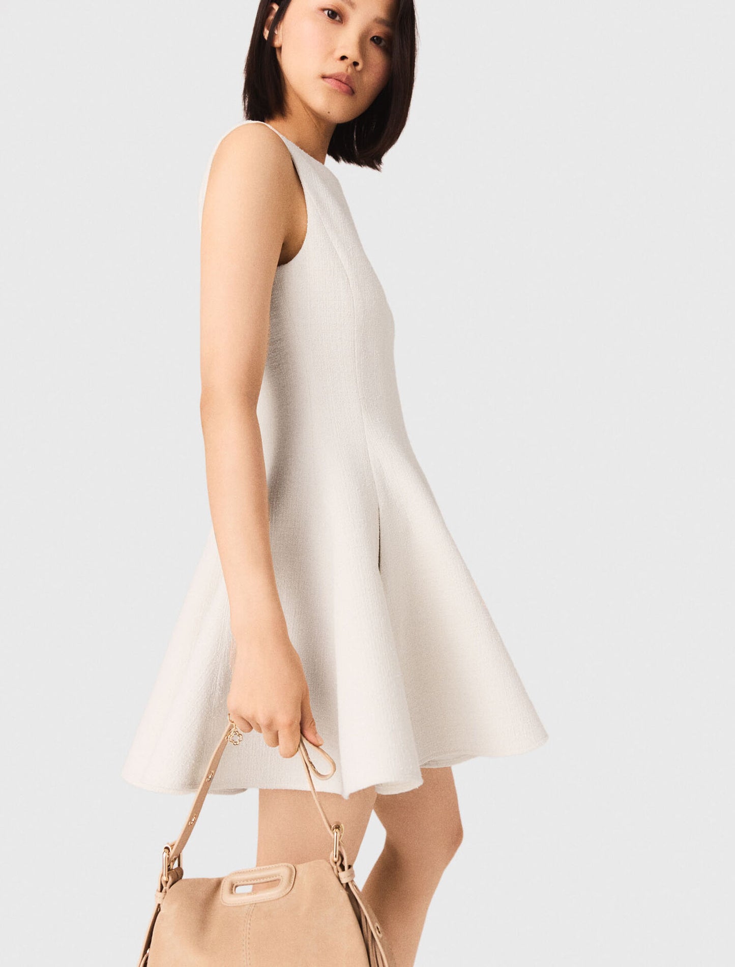 Vestido corto acampanado de tweed