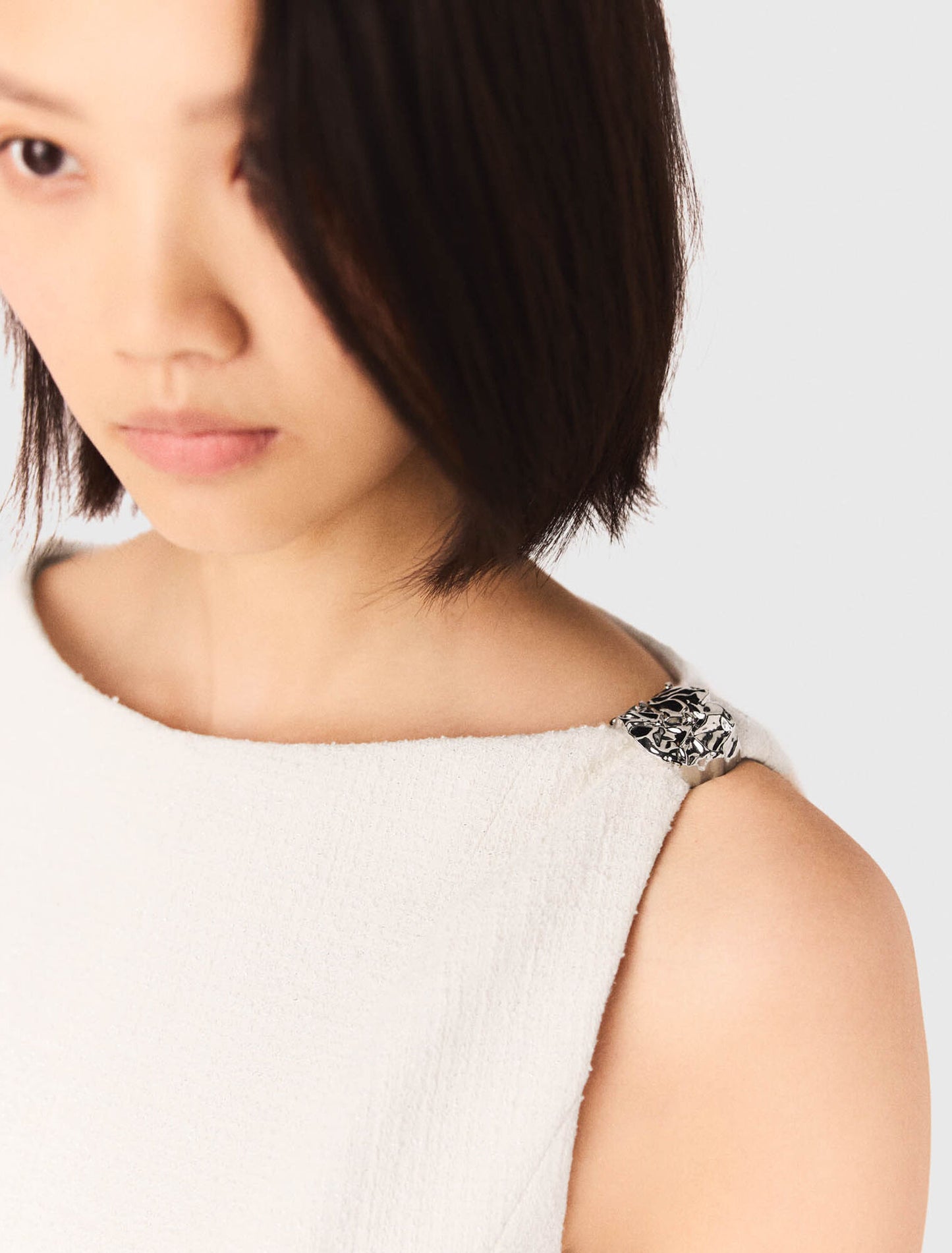 Vestido corto acampanado de tweed