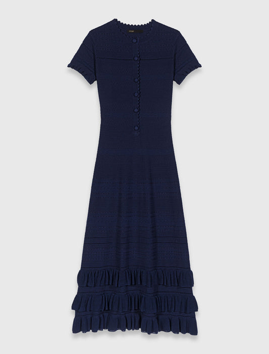 Vestido largo de punto con volantes