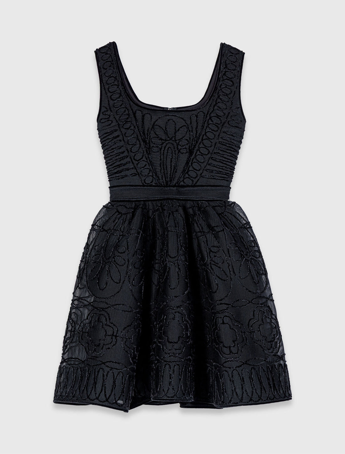 Vestido corto punto basket bordado