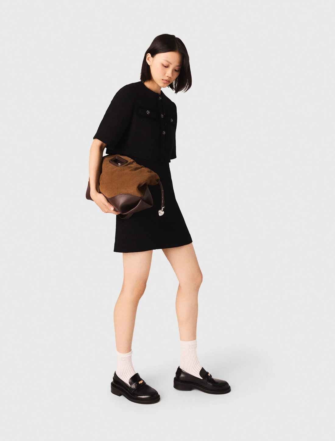 Vestido 2 en 1 de tweed brillante