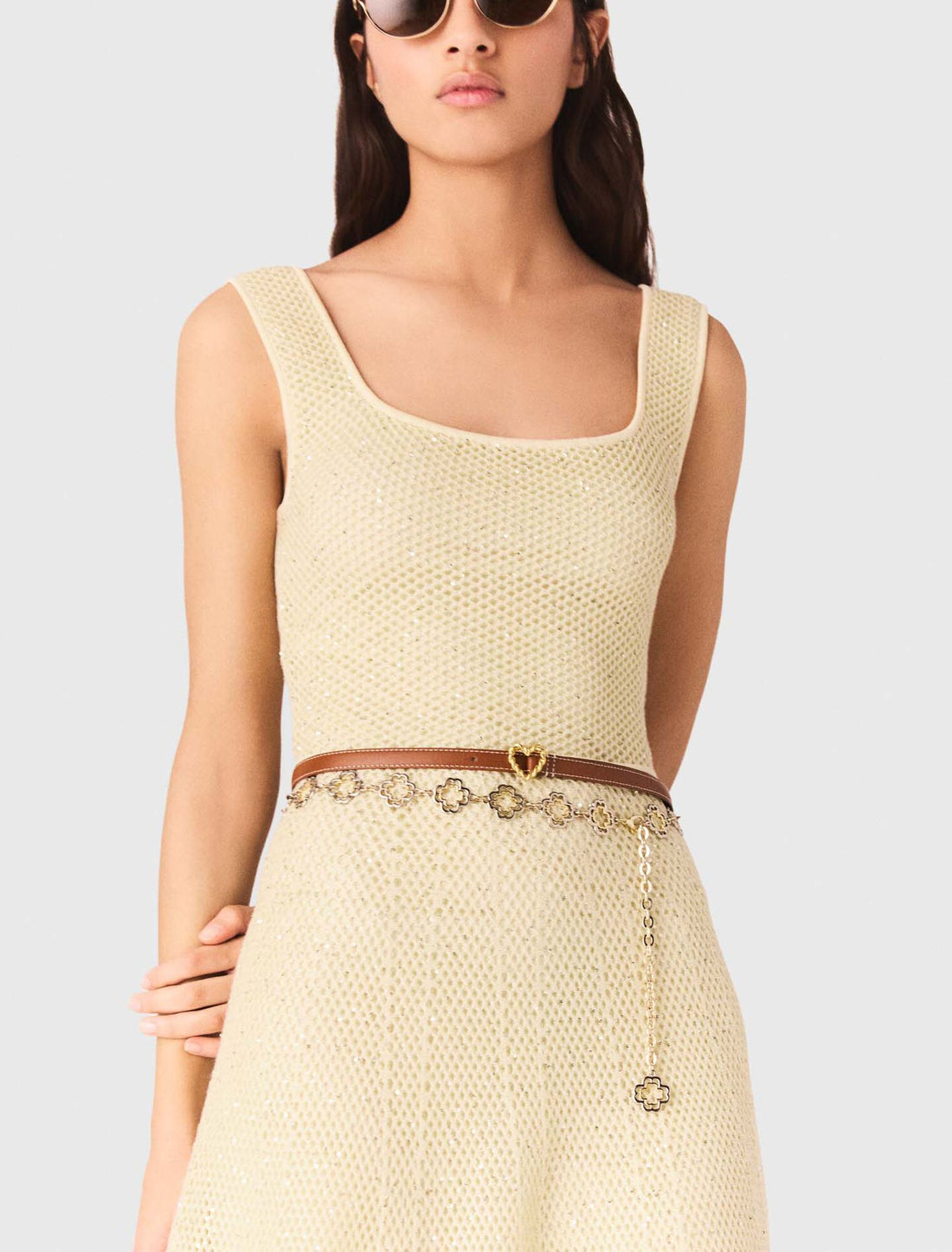 Vestido largo de punto con strass