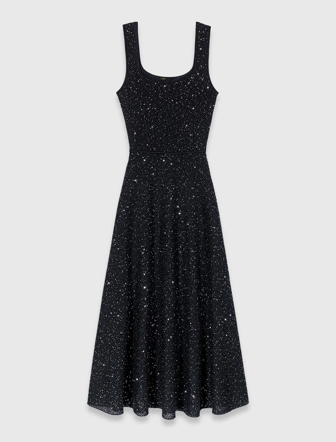 Vestido largo de punto con strass