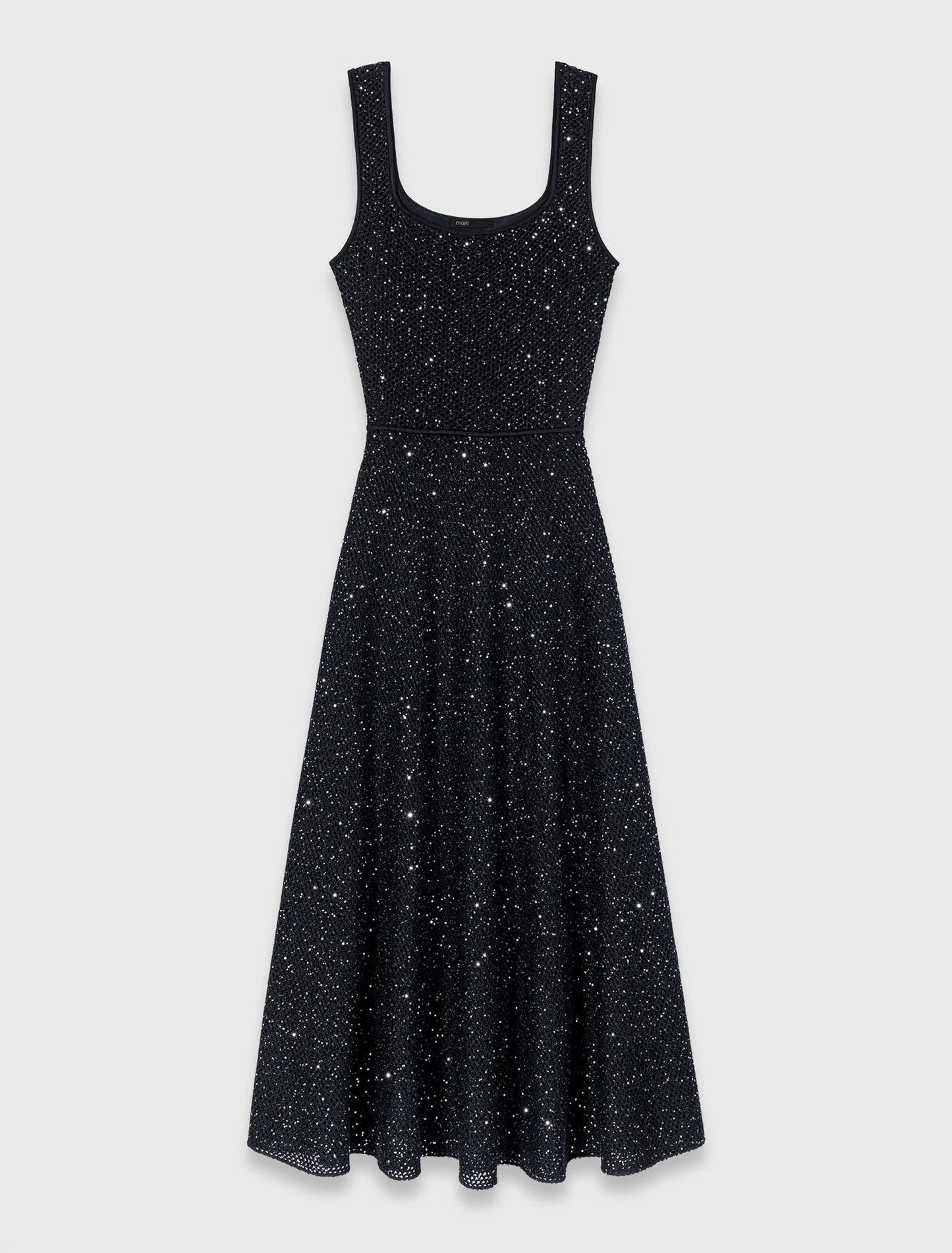 Vestido largo de punto con strass