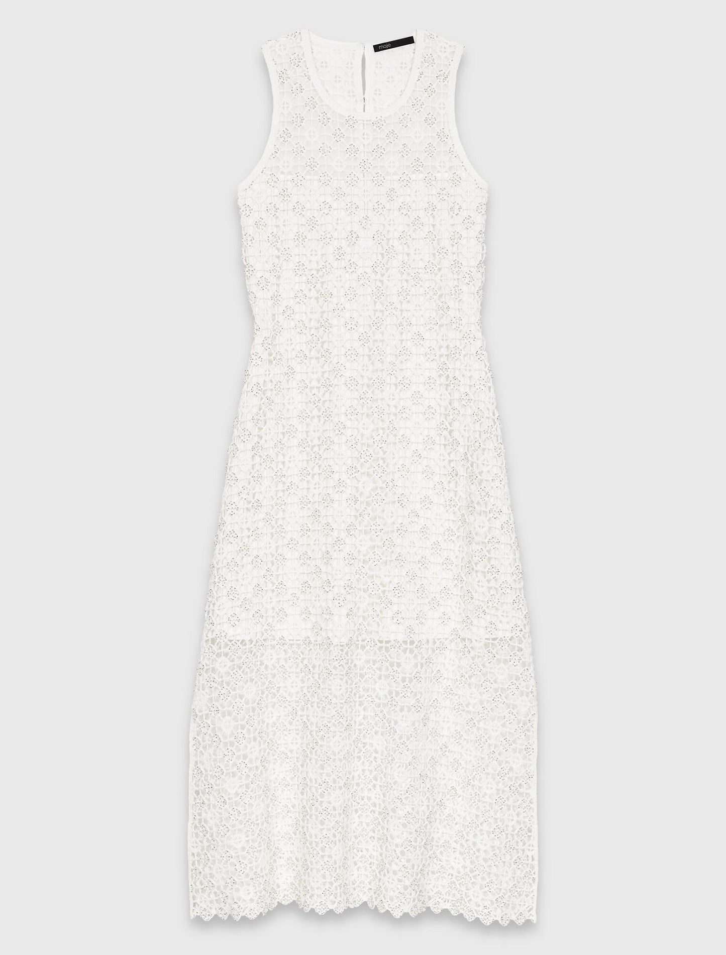 Vestido largo de ganchillo y strass