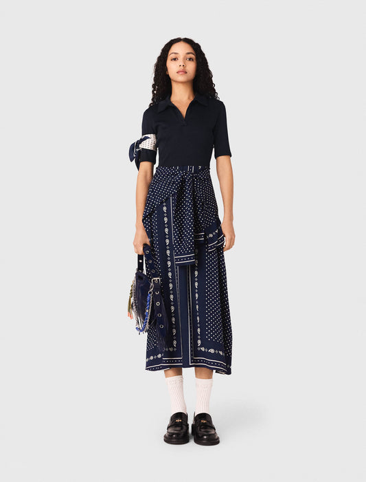 Vestido bimateria estampado