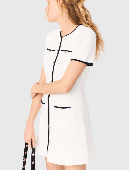 Vestido corto galones a contraste