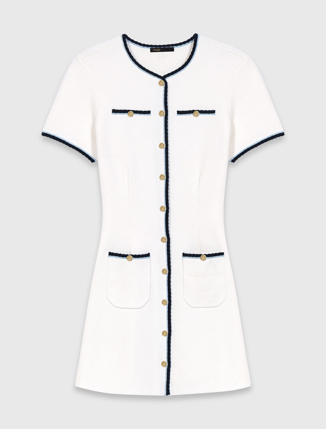 Vestido corto galones a contraste