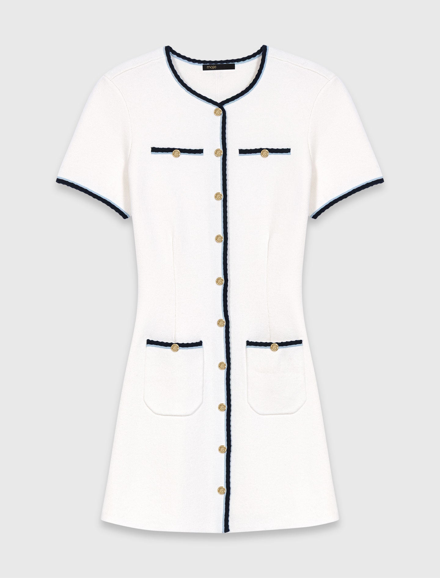 Vestido corto galones a contraste