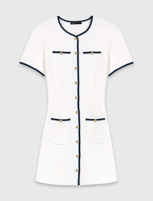 Vestido corto galones a contraste