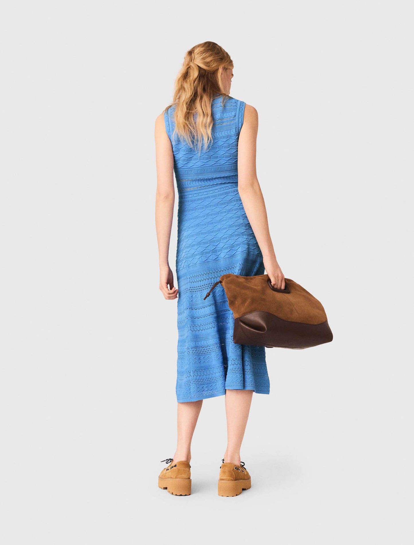 Vestido largo de punto pointelle