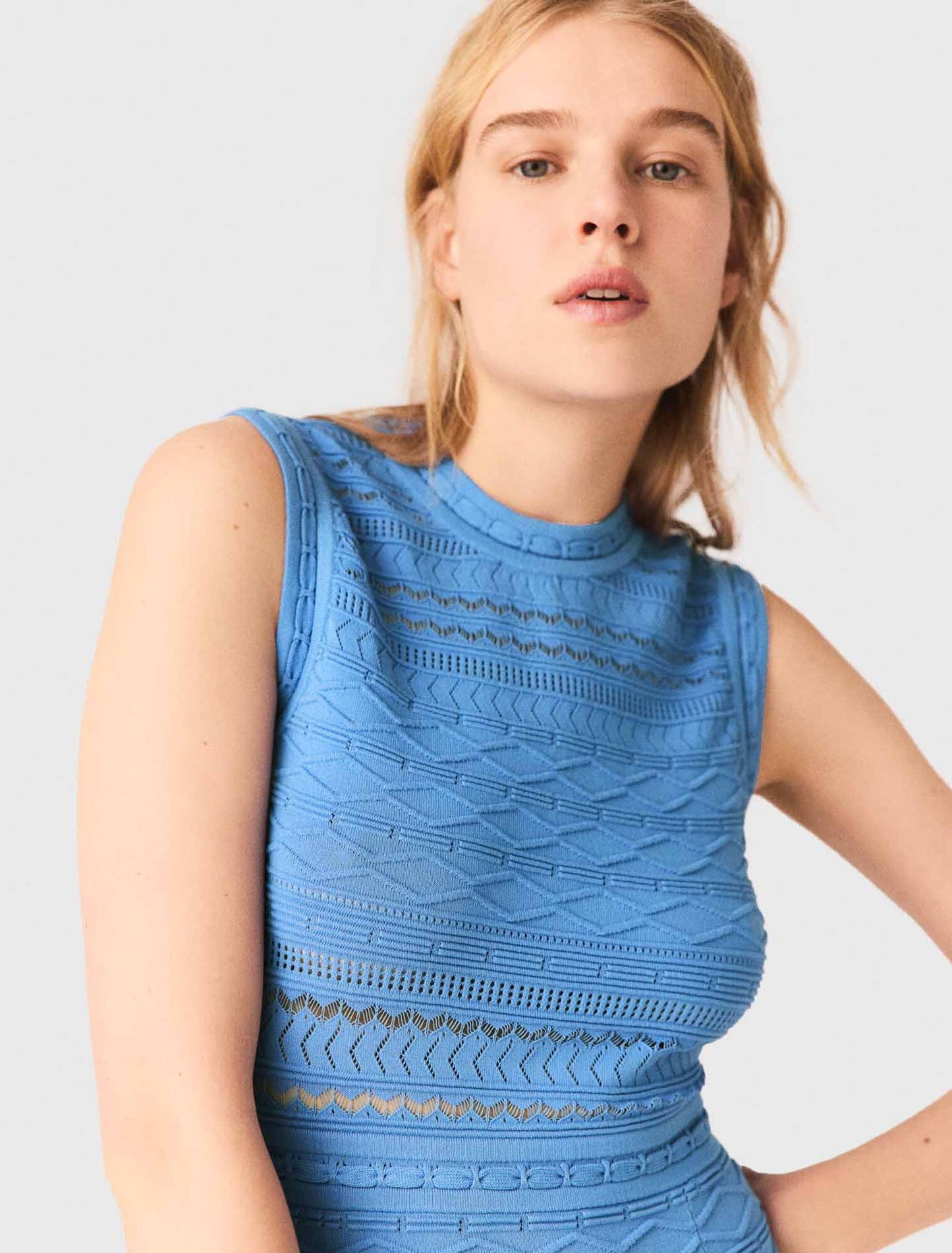 Vestido largo de punto pointelle