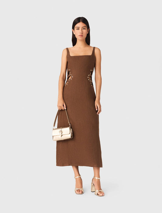 Vestido largo de mezcla de lino