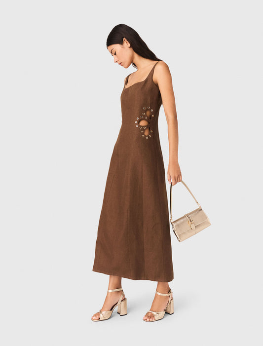 Vestido largo de mezcla de lino