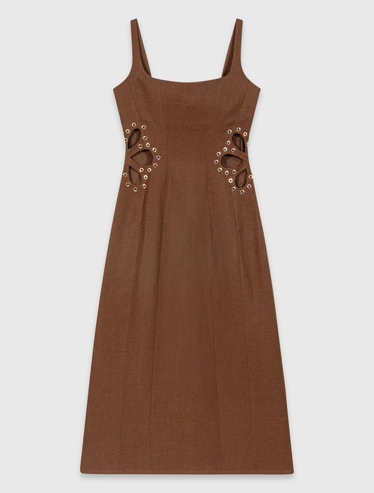 Vestido largo de mezcla de lino