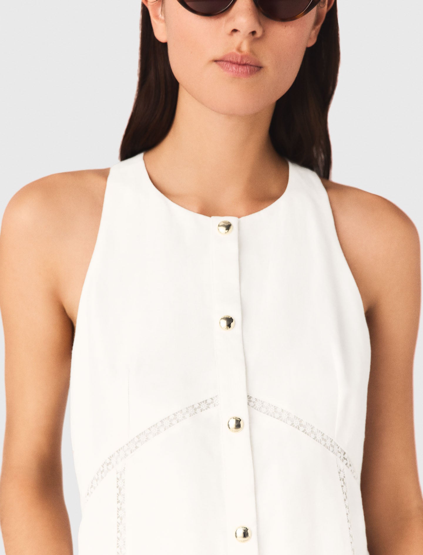Vestido de mezcla de lino bordado