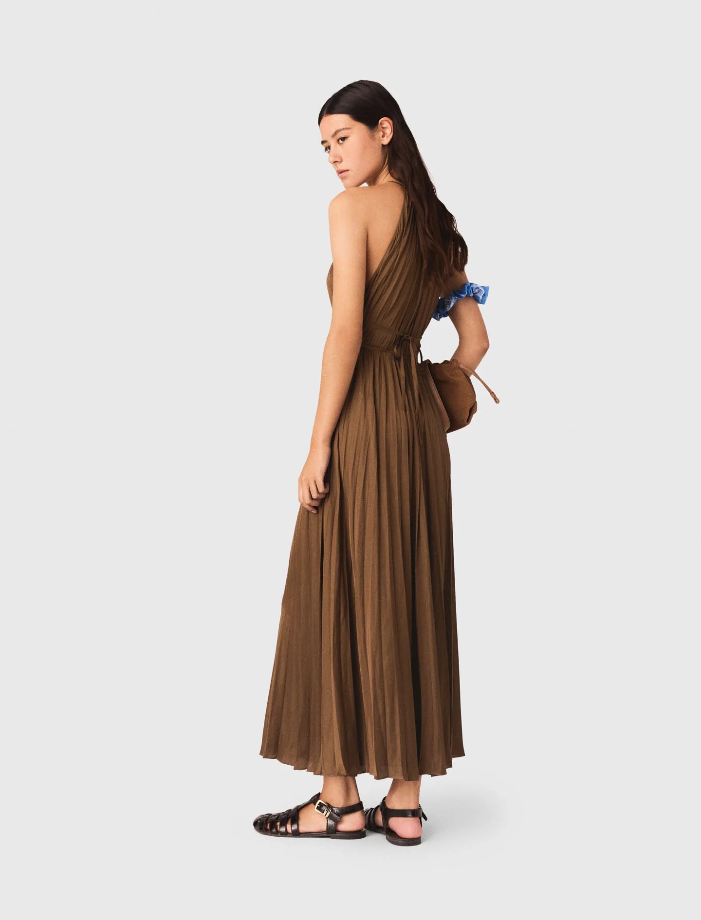 Vestido largo plisado