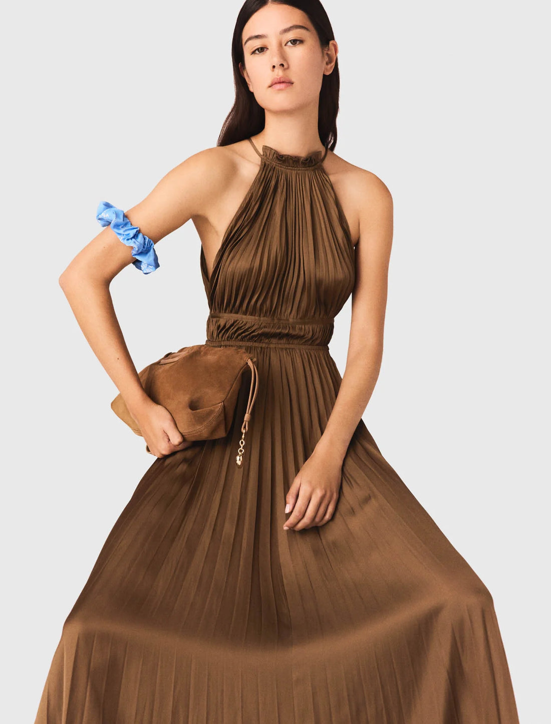 Vestido largo plisado