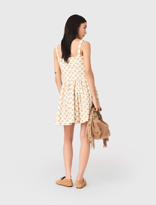 Vestido corto acampanado estampado