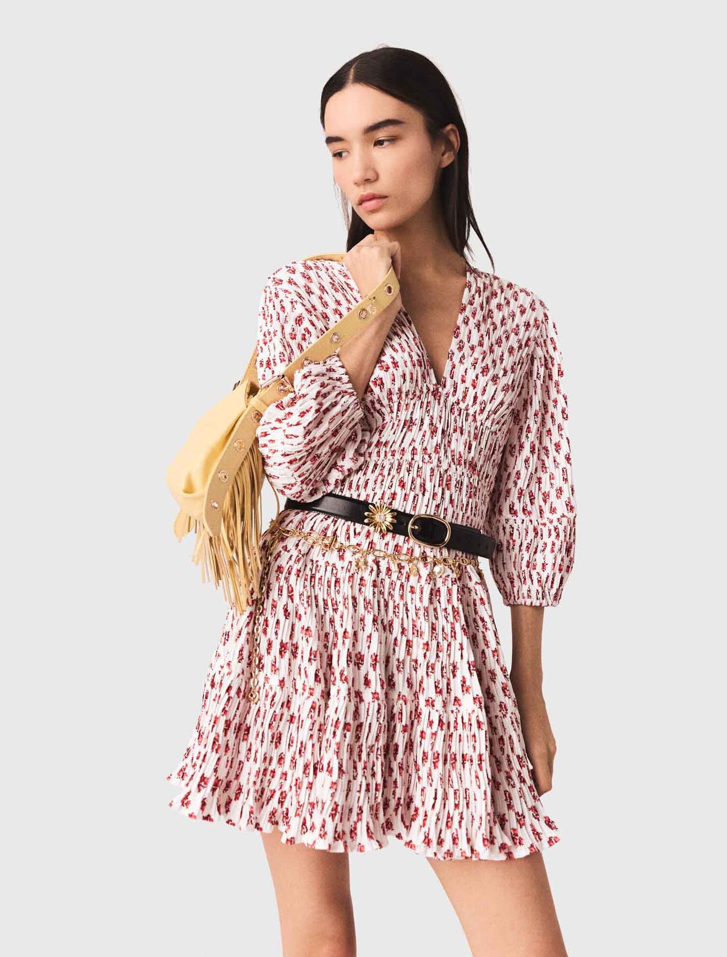 Vestido plisado estampado