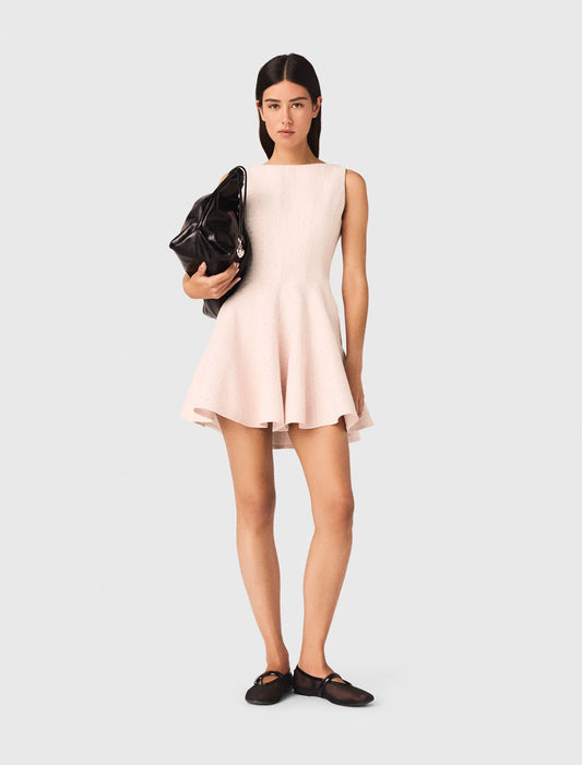 Vestido corto acampanado de tweed