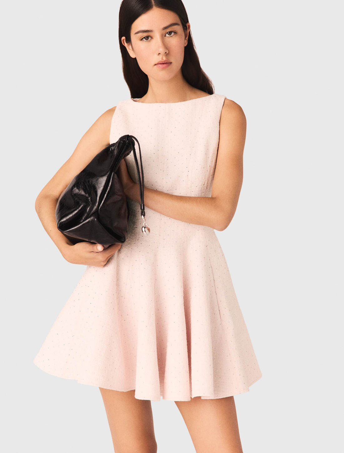 Vestido corto acampanado de tweed