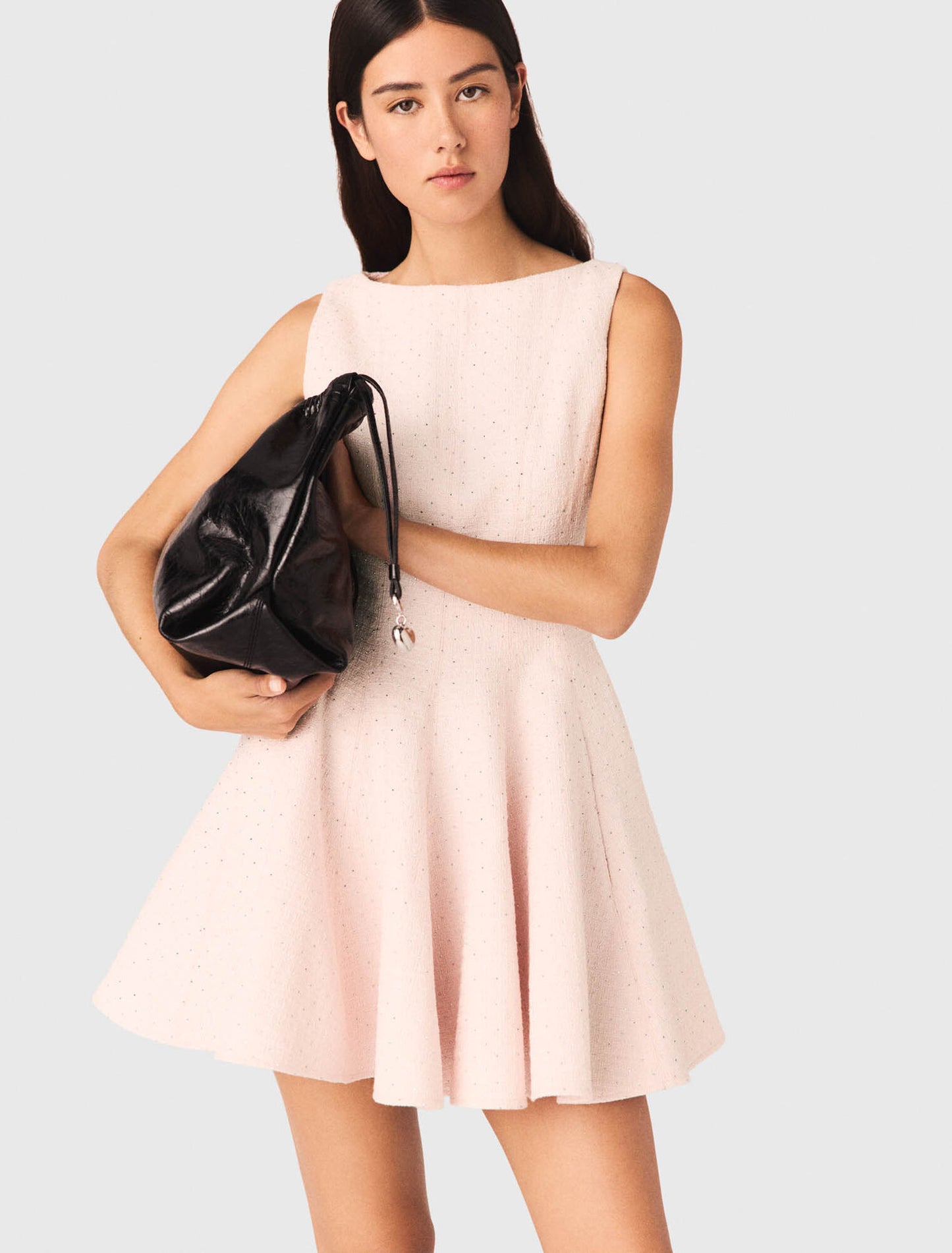 Vestido corto acampanado de tweed