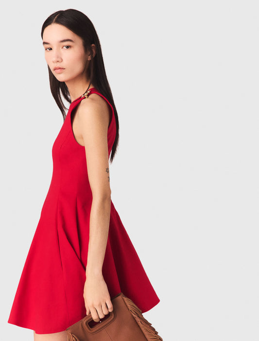 Vestido corto evasé mezcla lino