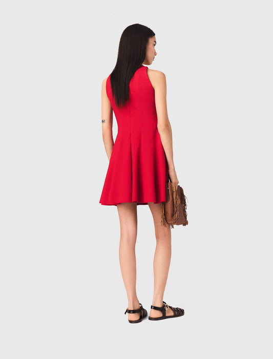 Vestido corto evasé mezcla lino