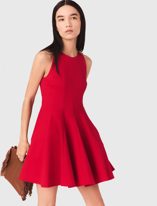 Vestido corto evasé mezcla lino