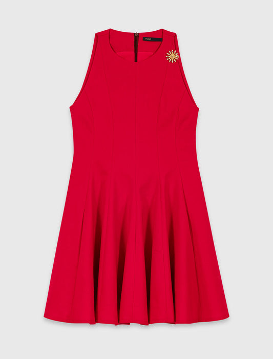 Vestido corto evasé mezcla lino