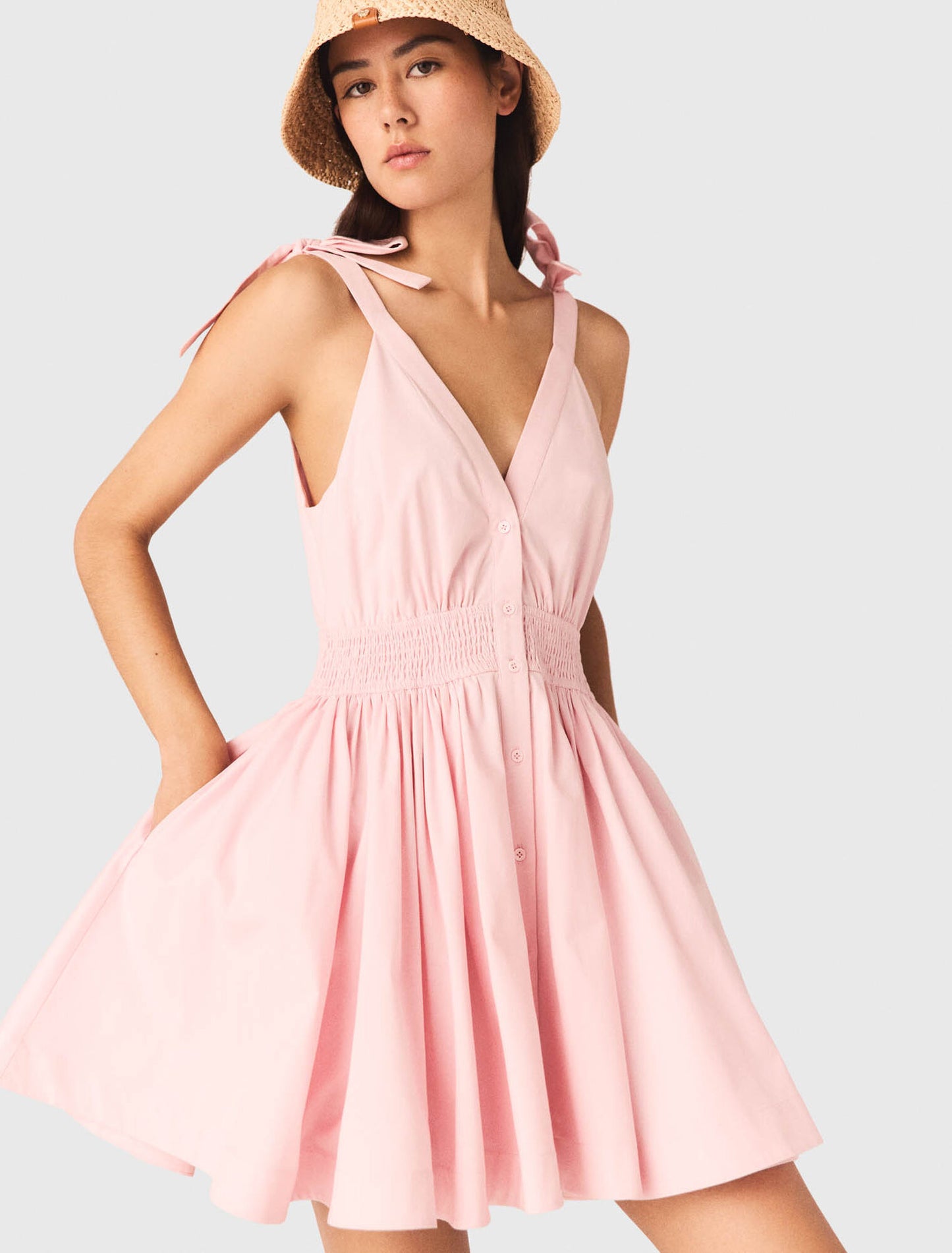 Vestido corto acampanado de algodón
