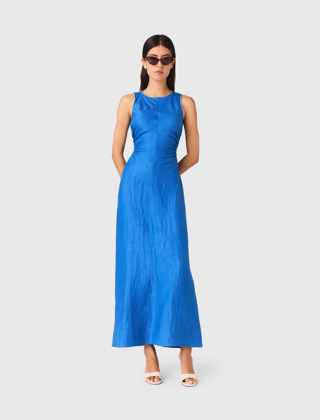 Vestido midi lino mixto sin espalda