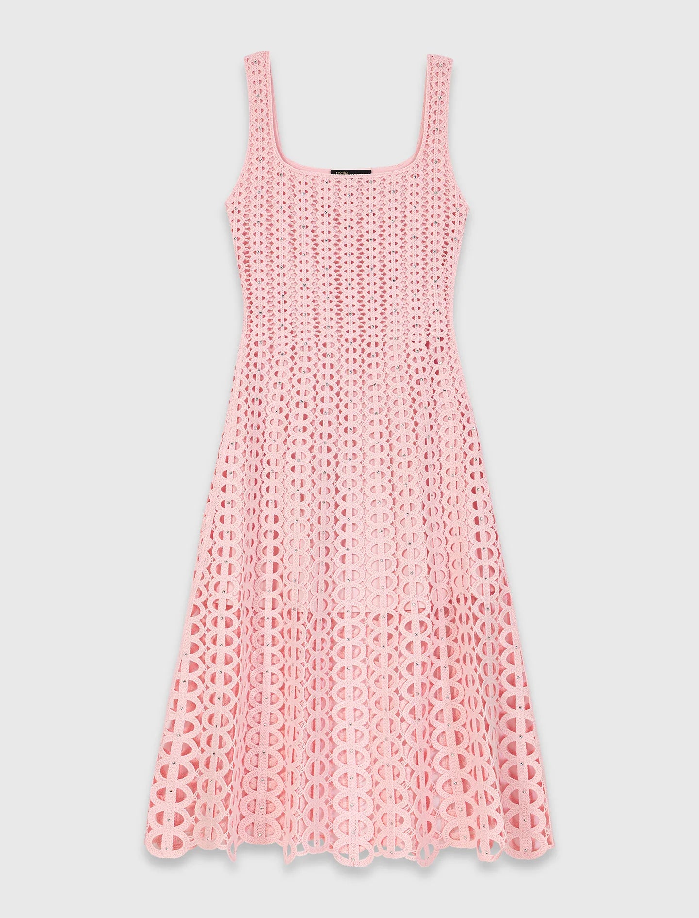 Vestido midi ganchillo con strass