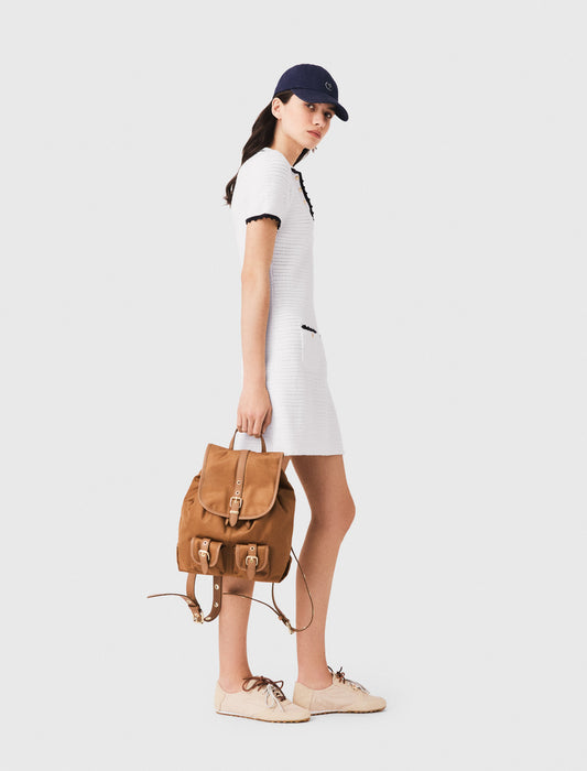 Vestido polo de punto con ganchillo