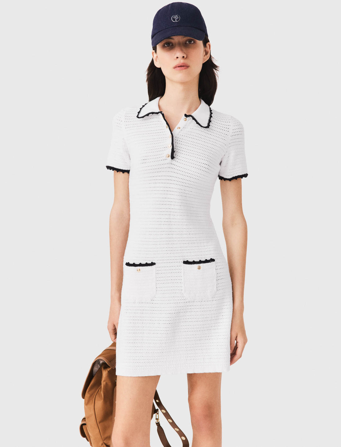 Vestido polo de punto con ganchillo