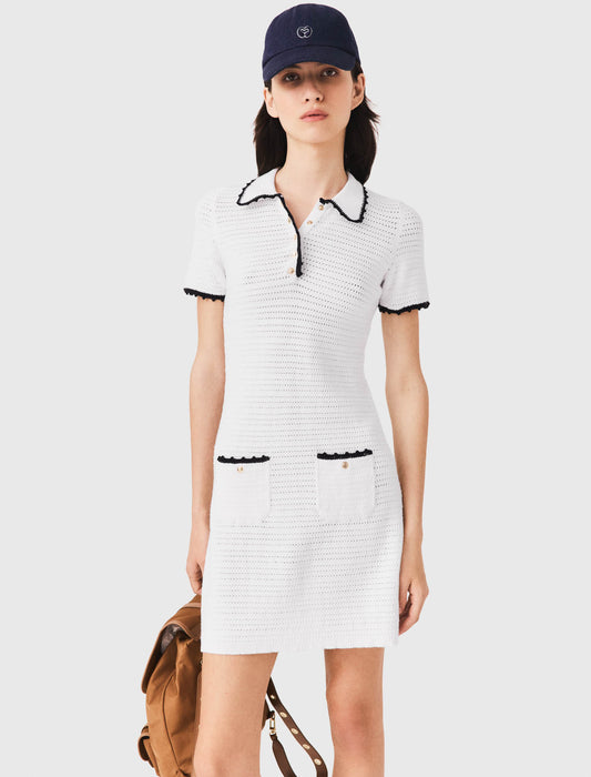 Vestido polo de punto con ganchillo