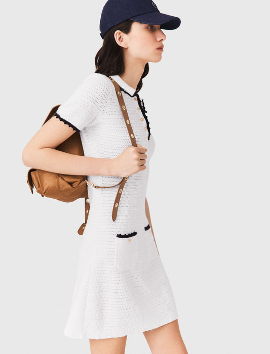 Vestido polo de punto con ganchillo