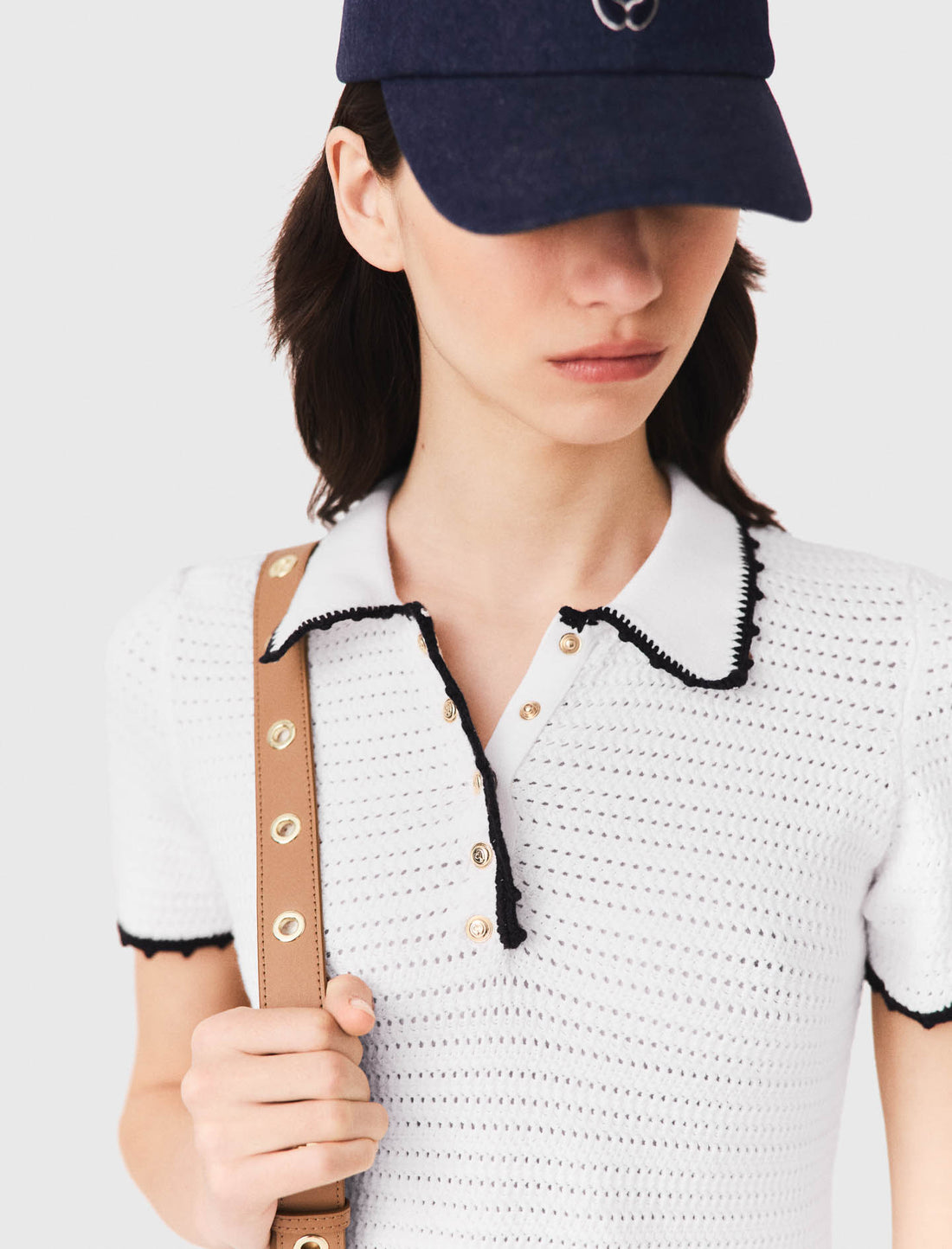 Vestido polo de punto con ganchillo