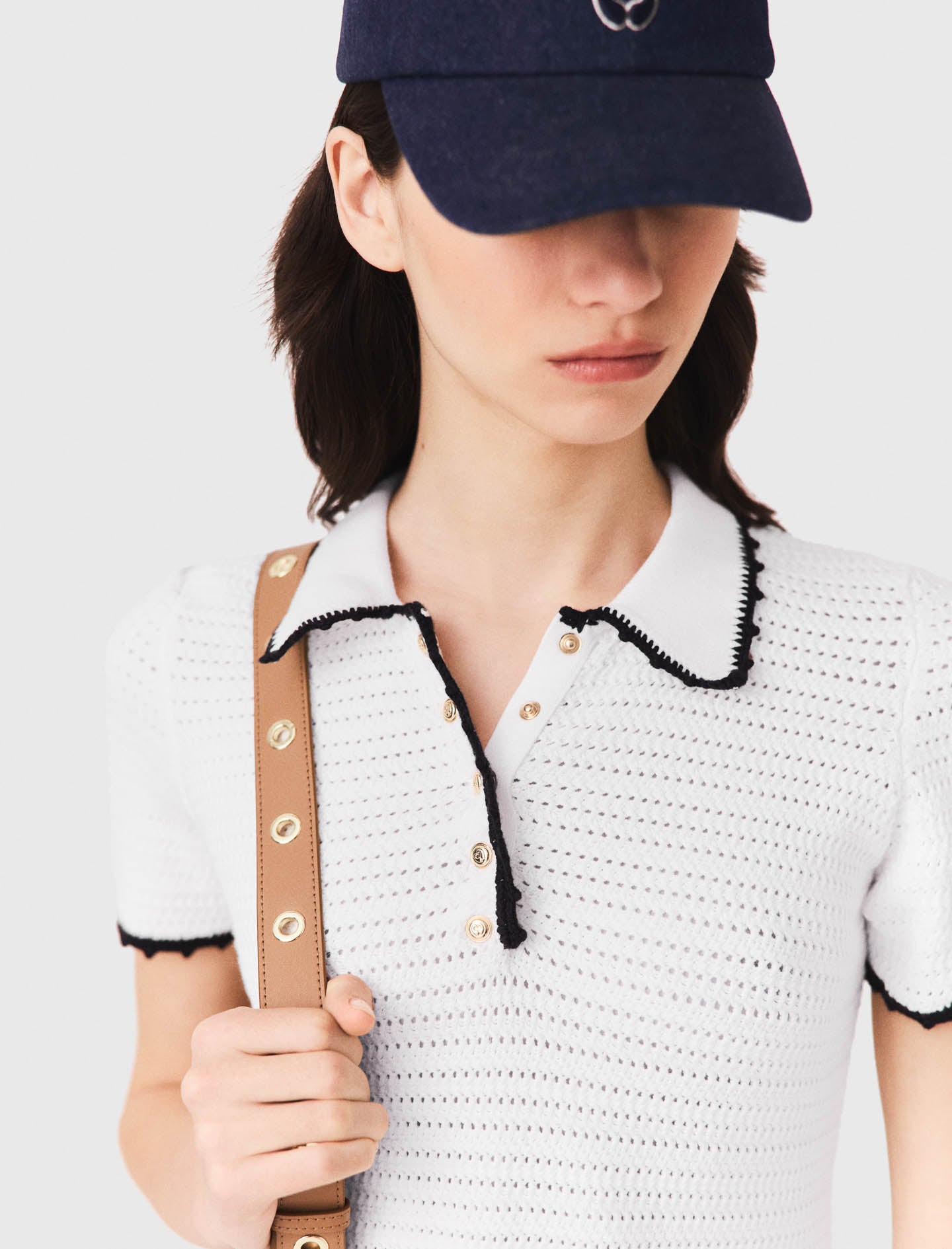 Vestido polo de punto con ganchillo