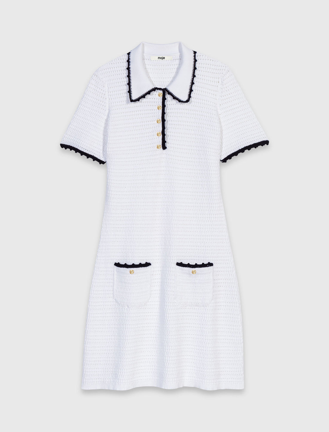 Vestido polo de punto con ganchillo