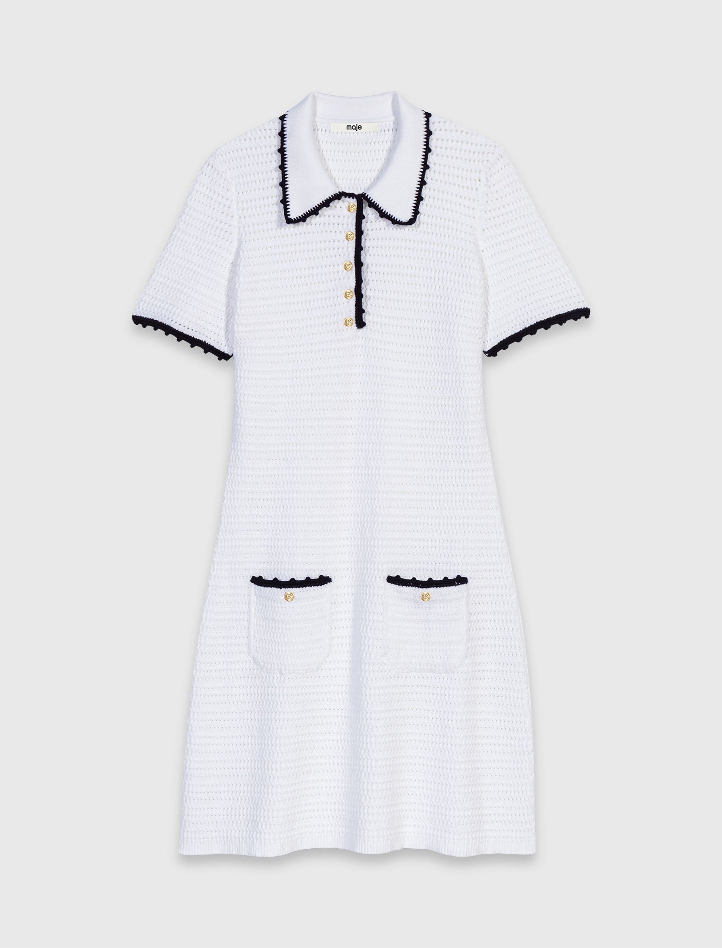 Vestido polo de punto con ganchillo