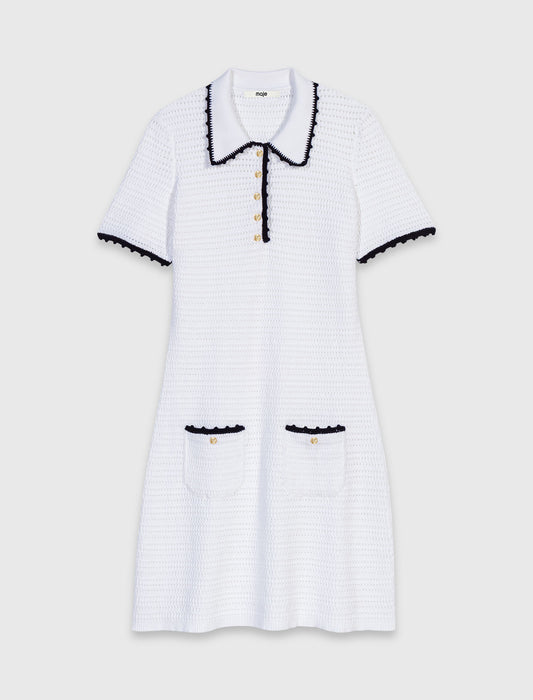 Vestido polo de punto con ganchillo