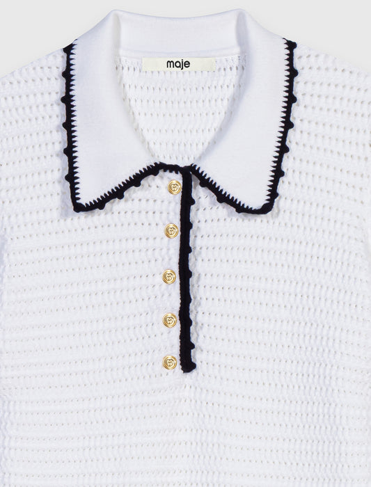 Vestido polo de punto con ganchillo